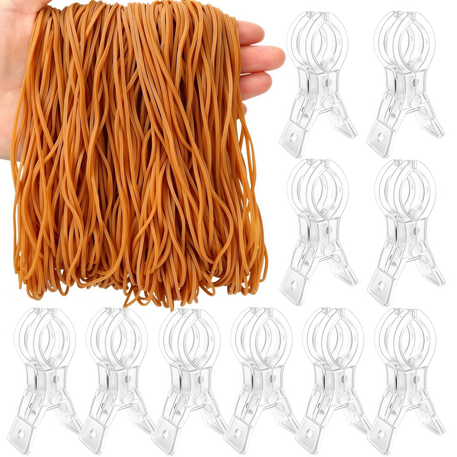 Photo 1 of 10 Pack Transparent Balloon Arch Clips, 3.5" Backdrop Spring Clamps with 200 Stretchy Rubber Bands for DIY Birthday Wedding Balloon Arch Party Decorations, Photo Studio & Craft Supplies