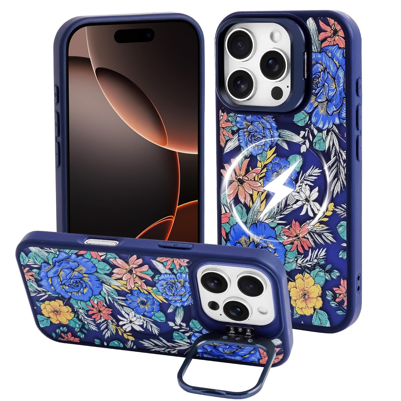 J.west Compatible with iPhone 16 Pro Max Case 6.9" Case,Leopard Compatible with Magsafe with Kickstand Shockproof Bumper Animal Rugged Clear Phone