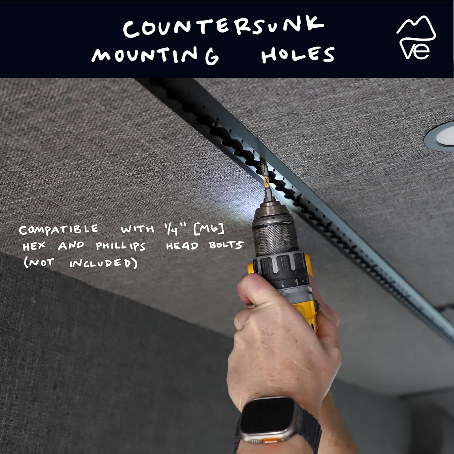 VanEssential 24" Venture Track T-6 Aluminium L-Track Black Anodized (Floor Angled Profile) - 2 Pack