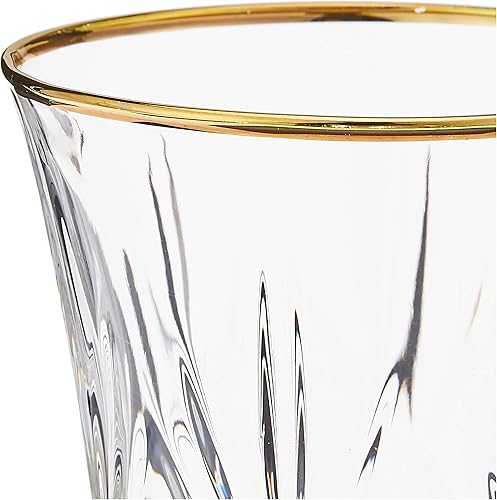 Miniatura 8 de Lorren Home Trends Siena Collection - Juego de 4 vasos de cristal con diseño de banda dorada, diseño de flauta