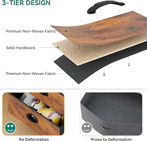 Miniatura 6 de YITAHOME Torre de almacenamiento con 4 cajones y estante lateral, cómoda de tela, unidad organizadora para habitación, sala de estar, pasillo,