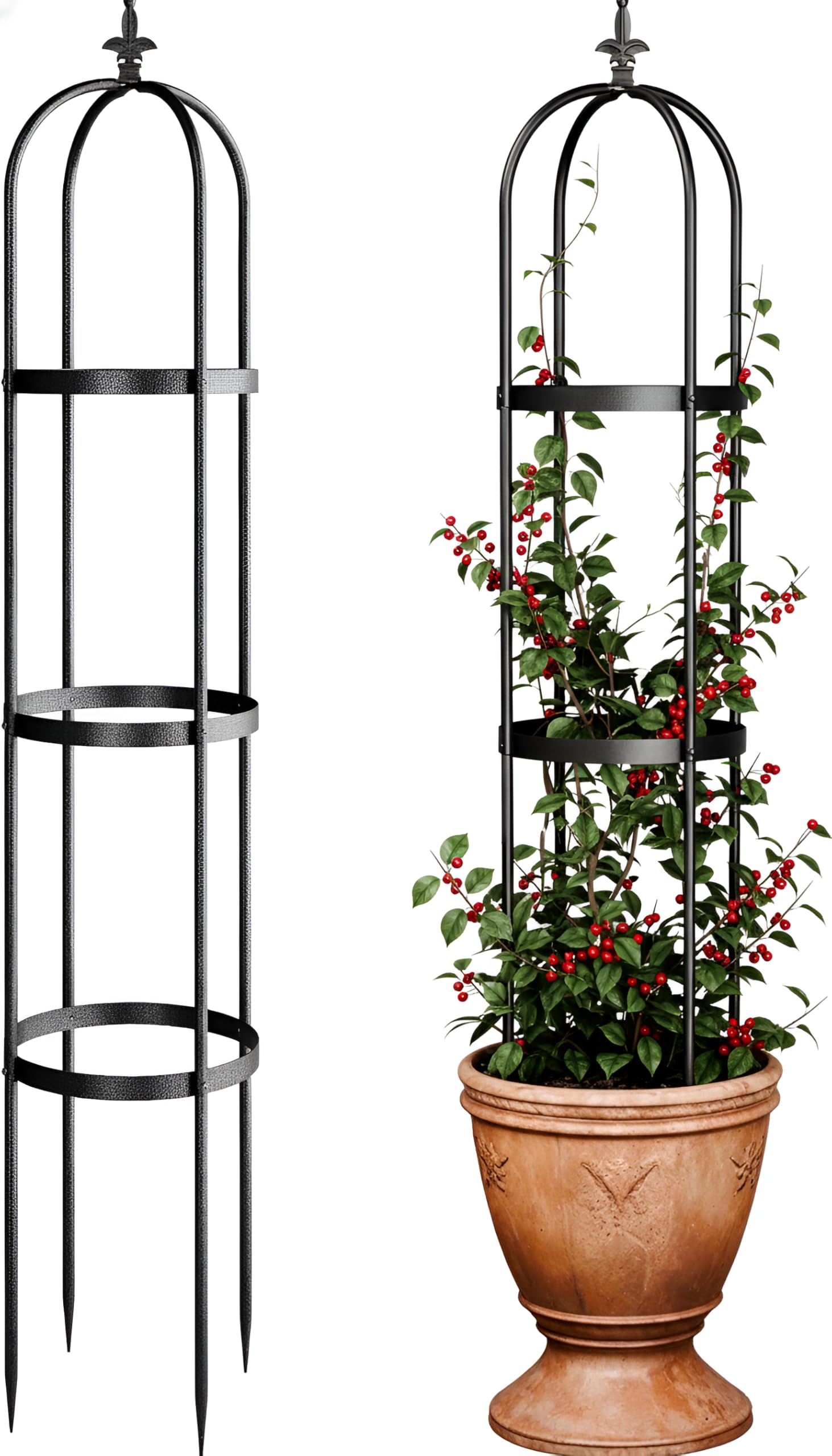 Trellis for Climbing Plants Outdoor, Garden Trellis Steel, Obelisk Design Stone Coated, 72 in Upgrade 2025, Vertical Support for Climbing Plants, Decorative for Outdoor & Indoor Use
