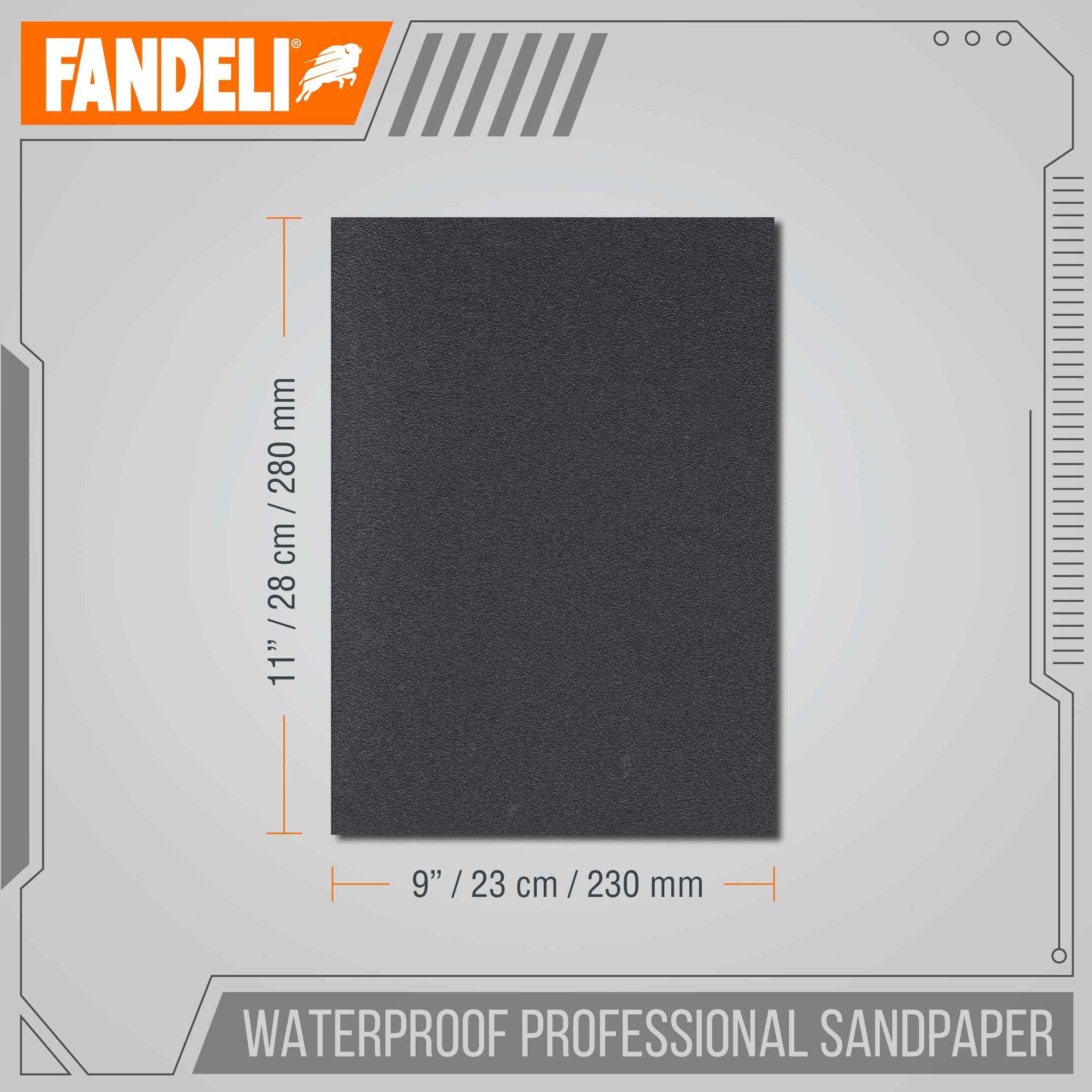 Fandeli Carta vetrata impermeabile, grana 1500, fogli 22,9 x 27,9 cm, per lucidatura auto, levigatura per mobili in legno e levigatura in metallo, resistente all'acqua (grana 50, grana 1500)