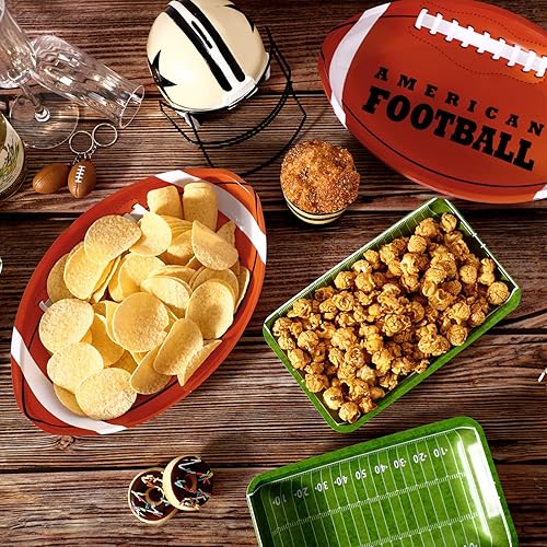 Miniatura 5 de Cunhill Bandejas de fiesta de fútbol americano, platos reutilizables para alimentos, bandeja de postre para suministros de fiesta de fútbol,