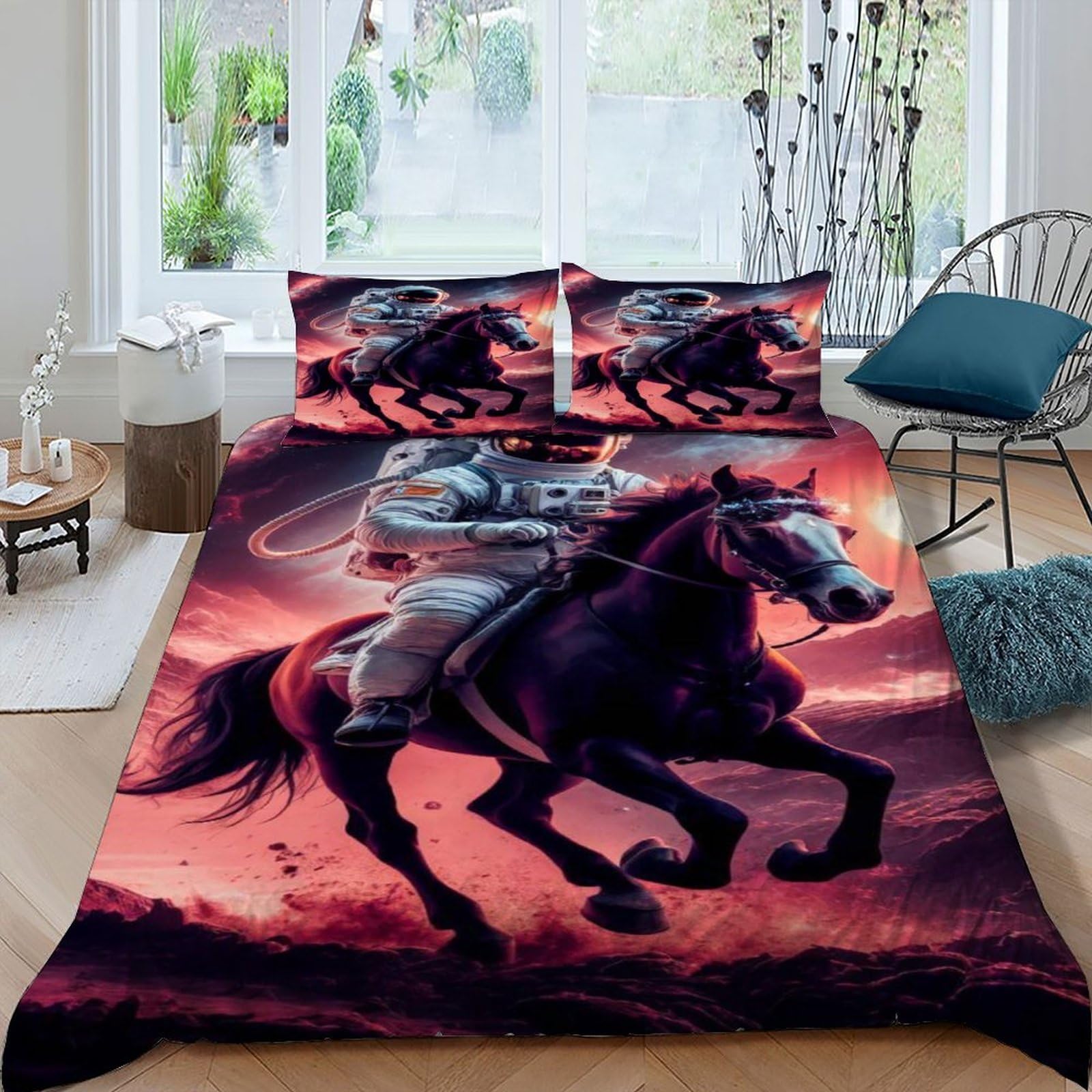 Ensemble de lit astronaute et ciel étoilé 220x240cm avec zip haute résistance