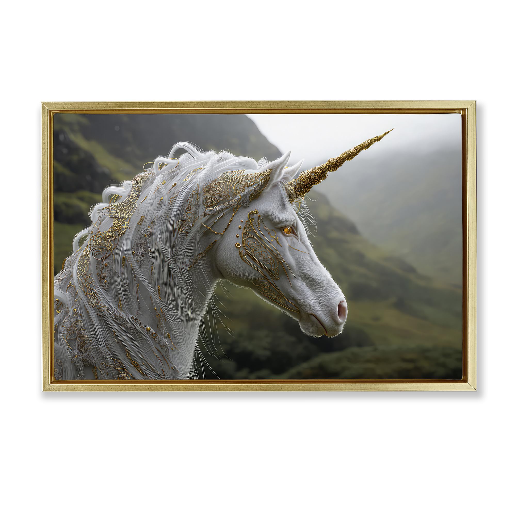 Ornate Celtic Unicorn Fantasy, 20 x 30 Inch Canvas in Floater Frame
