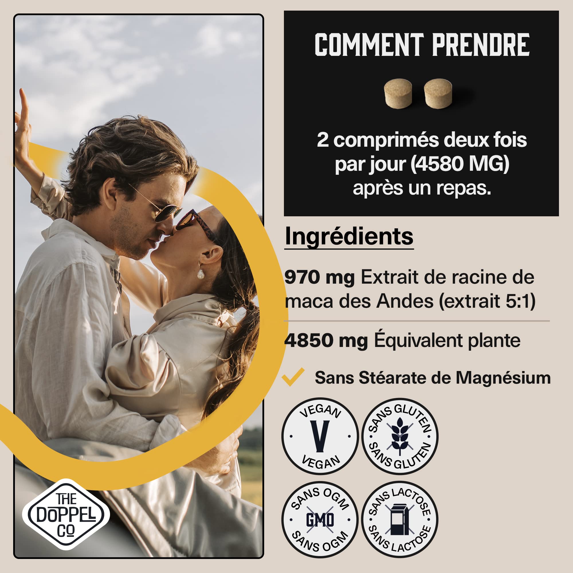 Maca Bio du Pérou 4850mg - 500 Comprimés - Extrait 5:1 - Cure de 4 mois - Maca Péruvienne Pura - Énergie et Vitalité - Sans Plastique - Certifié Bio