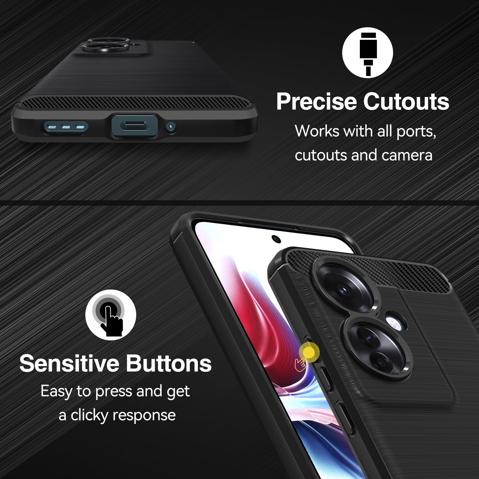 Ikziwreo - Cover per OPPO Reno 11F 5G con 2 pezzi in vetro temperato, custodia in silicone TPU trasparente morbido [paraurti con angoli rinforzati], protezione trasparente antiurto