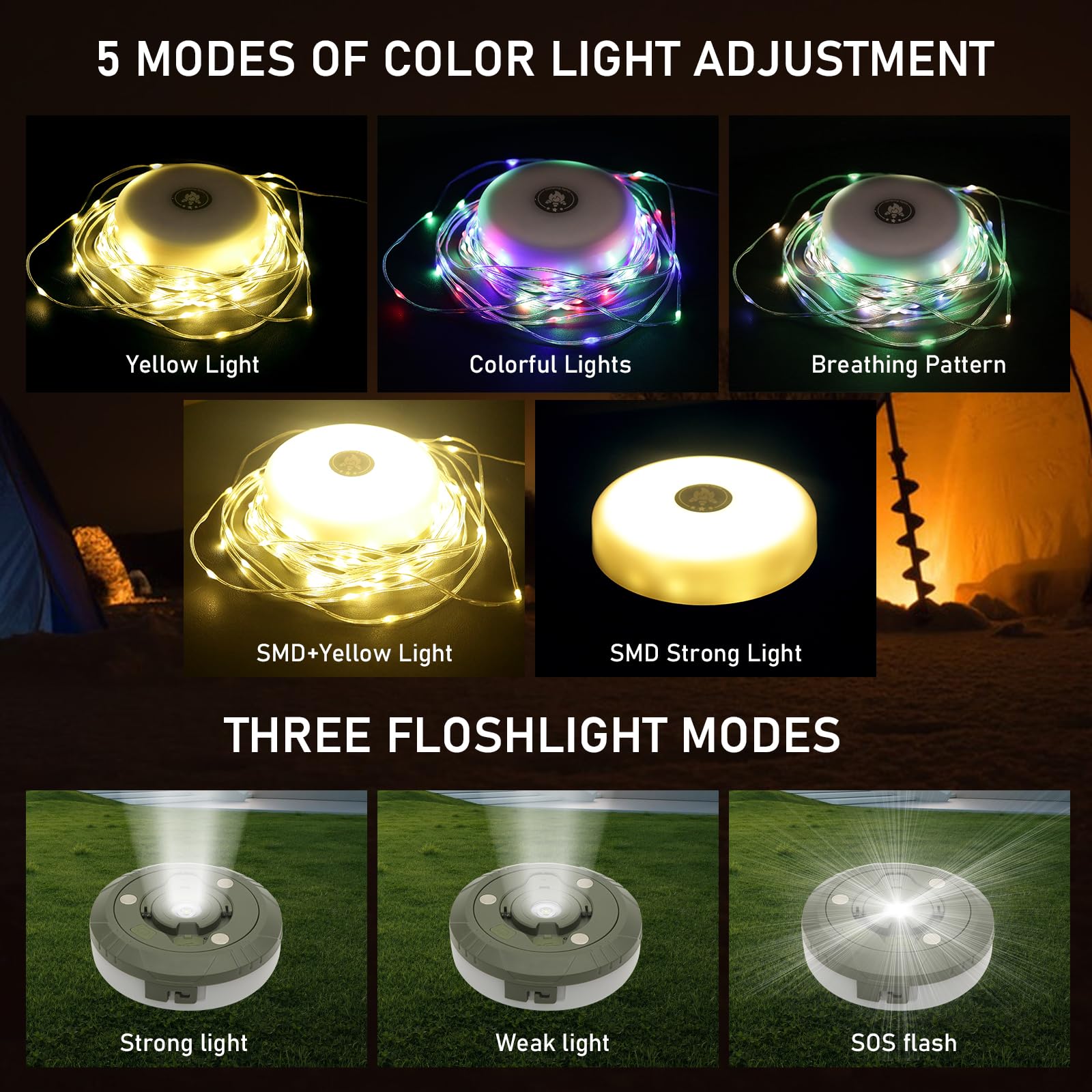 Jsdoin Camping Fairy Lights, Rollable, 10m 4-in-1 Outdoor Fairy Light with 5 Lighting Modes, LED 30s Recovery, USB Charge - Image 2