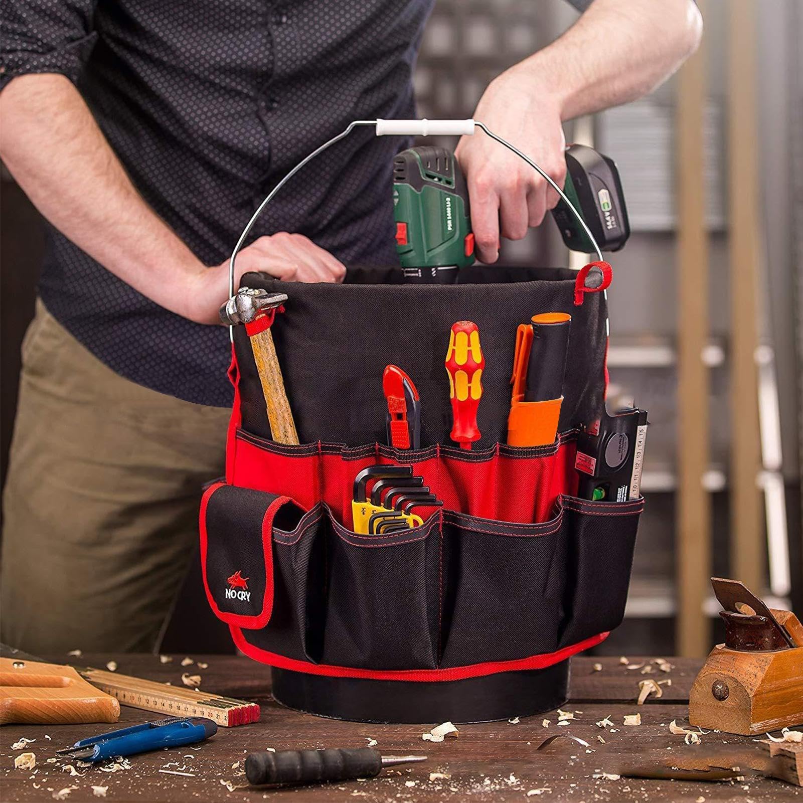 Sac à outils de jardin, sac à outils de seau, seau de jardin multifonction avec multi-poches organisateur, sac pour seau de jardin