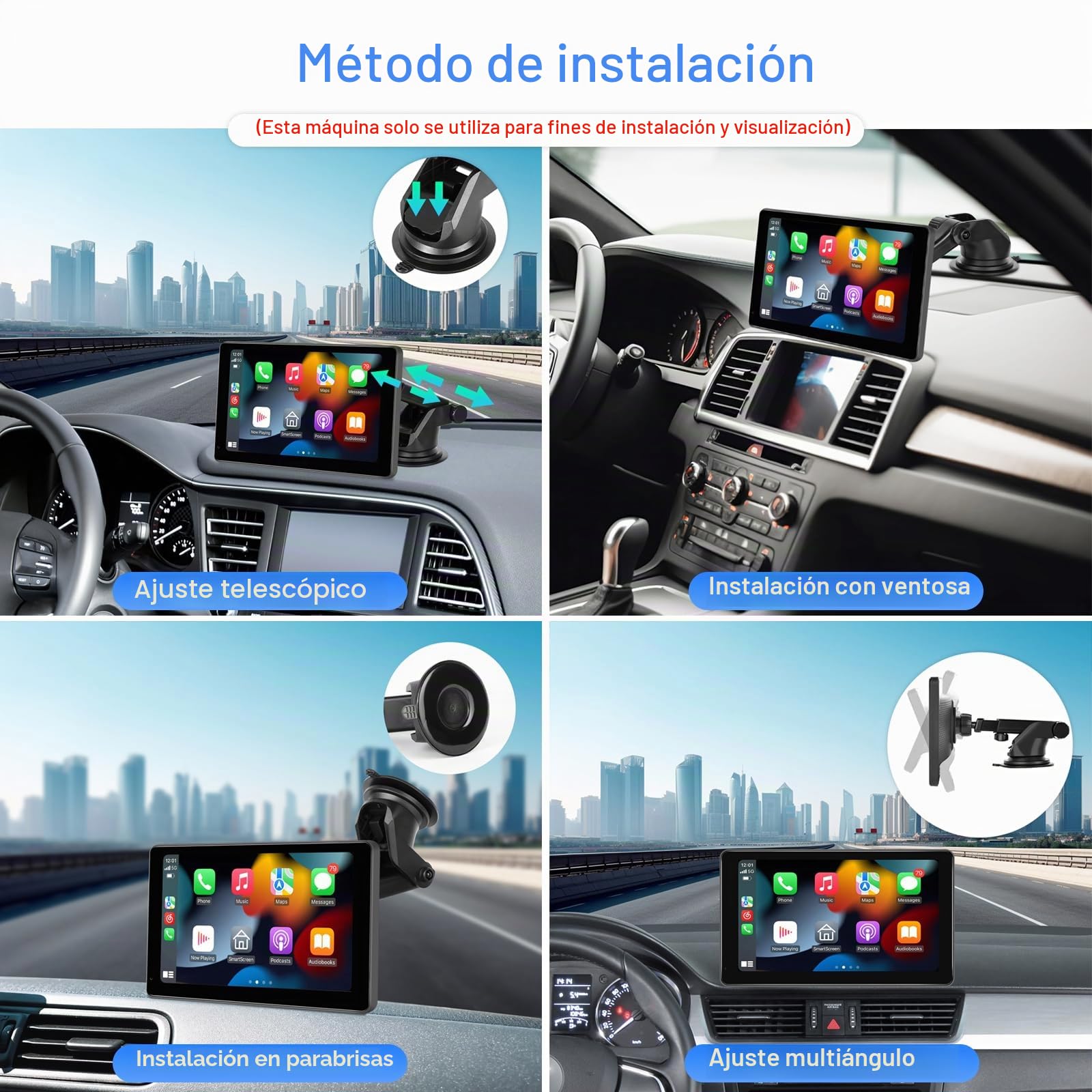 CarPlay inalámbrico de 7 pulgadas, compatible con Android Auto Bluetooth Airplay para coches, pantalla portátil CarPlay Android Auto