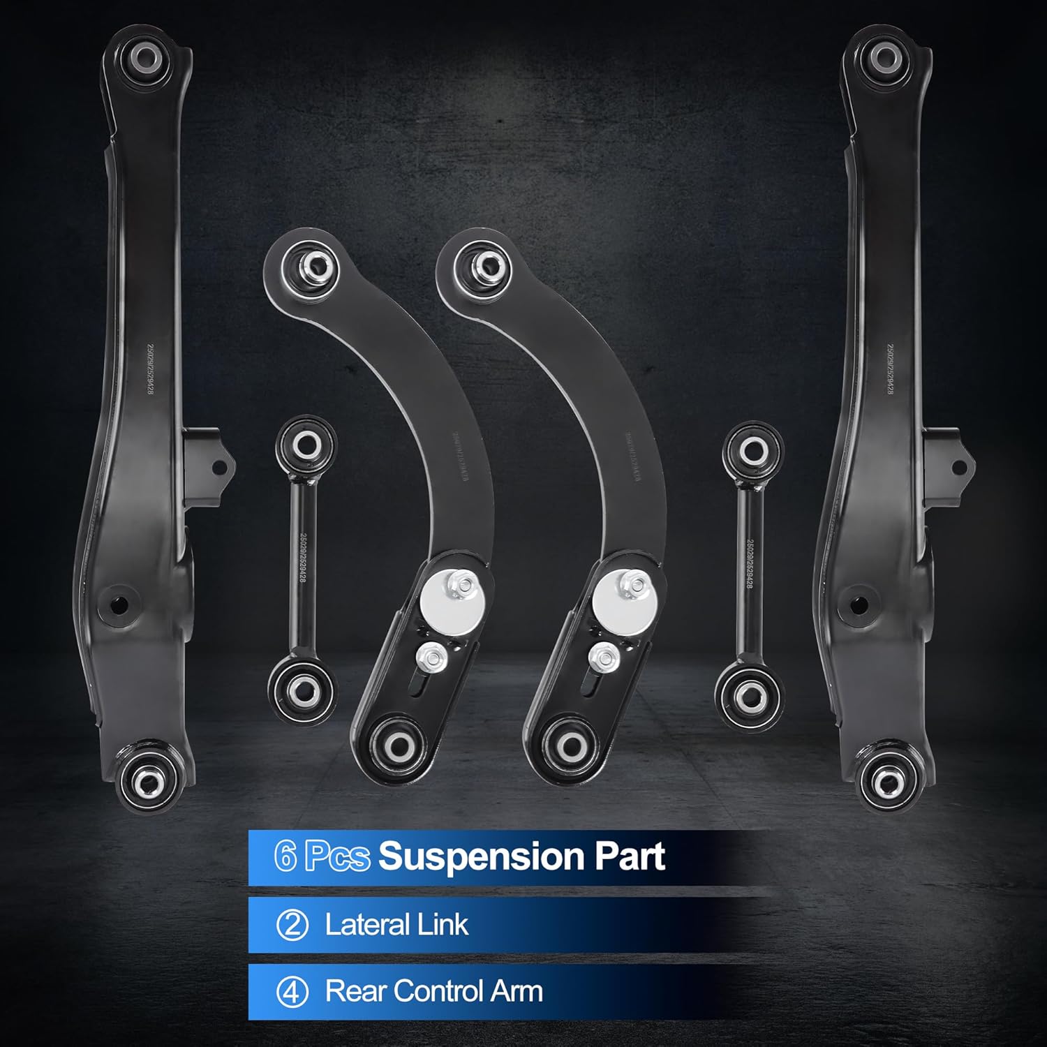 Rear Suspension Kit 6pcs – Upper & Lower Control Arms, Rearward Lateral Toe Arms – Fit for 2007–2017 Jeep Compass/Patriot, 2007–2012 Dodge Caliber (Without Off-Road Package)