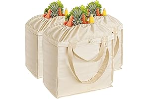 Reusable Washable Canvas Shopping Bags, Set of XL Heavy Duty Tote Bags with Handles