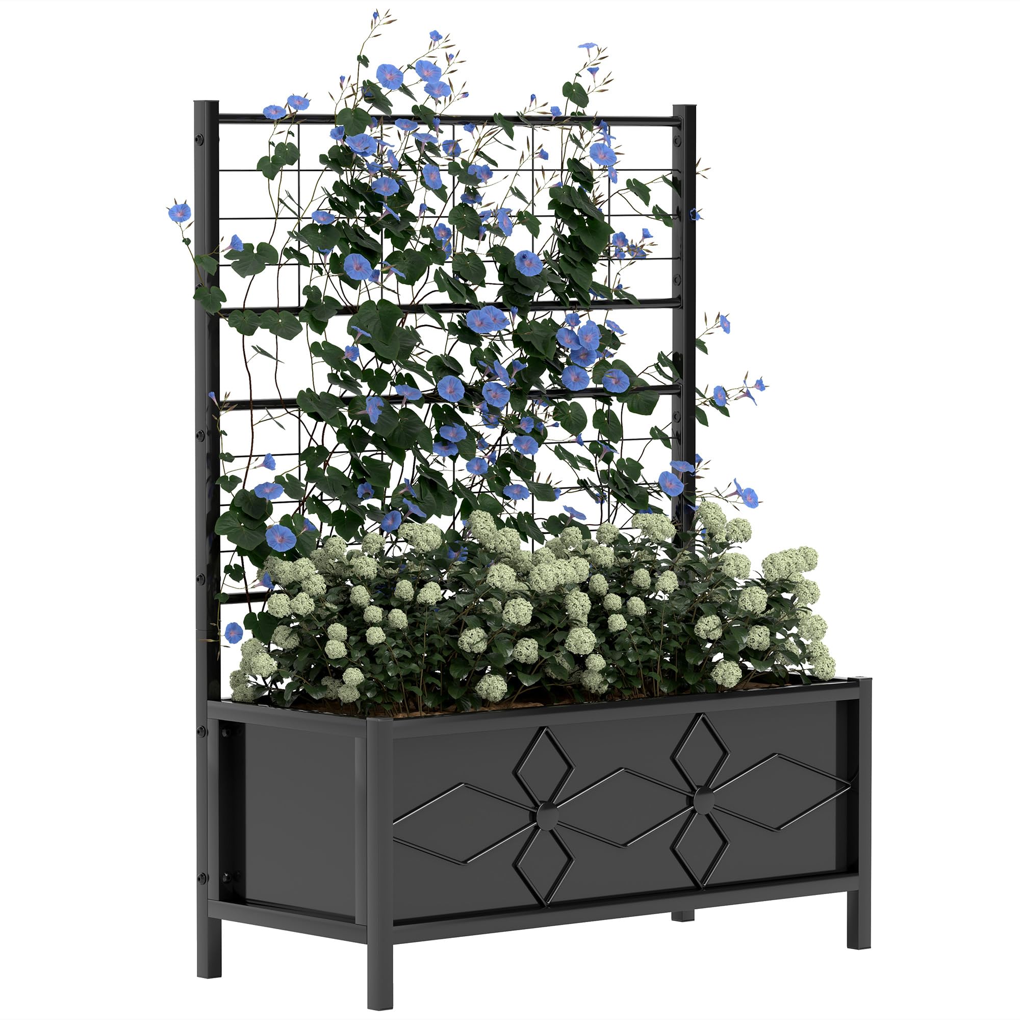 Outsunny Metal Raised Garden Bed Planter Box with Trellis - 90 x 40 x 120 cm  | TJ Hughes