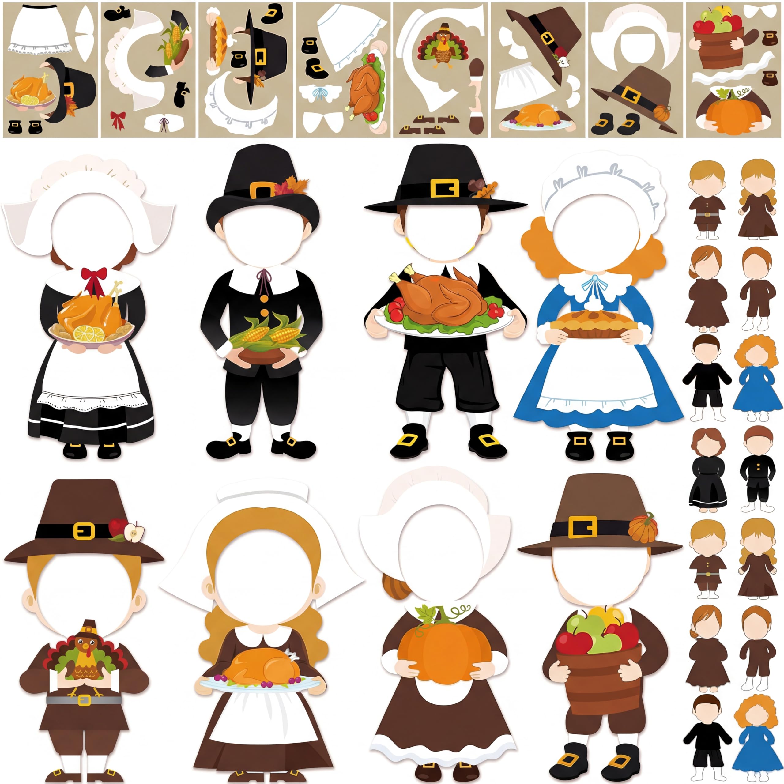 Qunclay 48 Pack Thanksgiving Picture Frame Craft Kits, Paper DIY Ornaments
