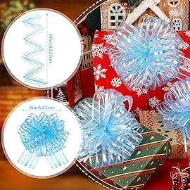 Poen 24 Pcs Organza Pull Bows Christmas 6 Inch Large Gift Wrapping Ribbon Bows Crafts for Present Wrapping with Ribbon for Gift Baskets Wedding Valentine Party Decor(Red, Gold)