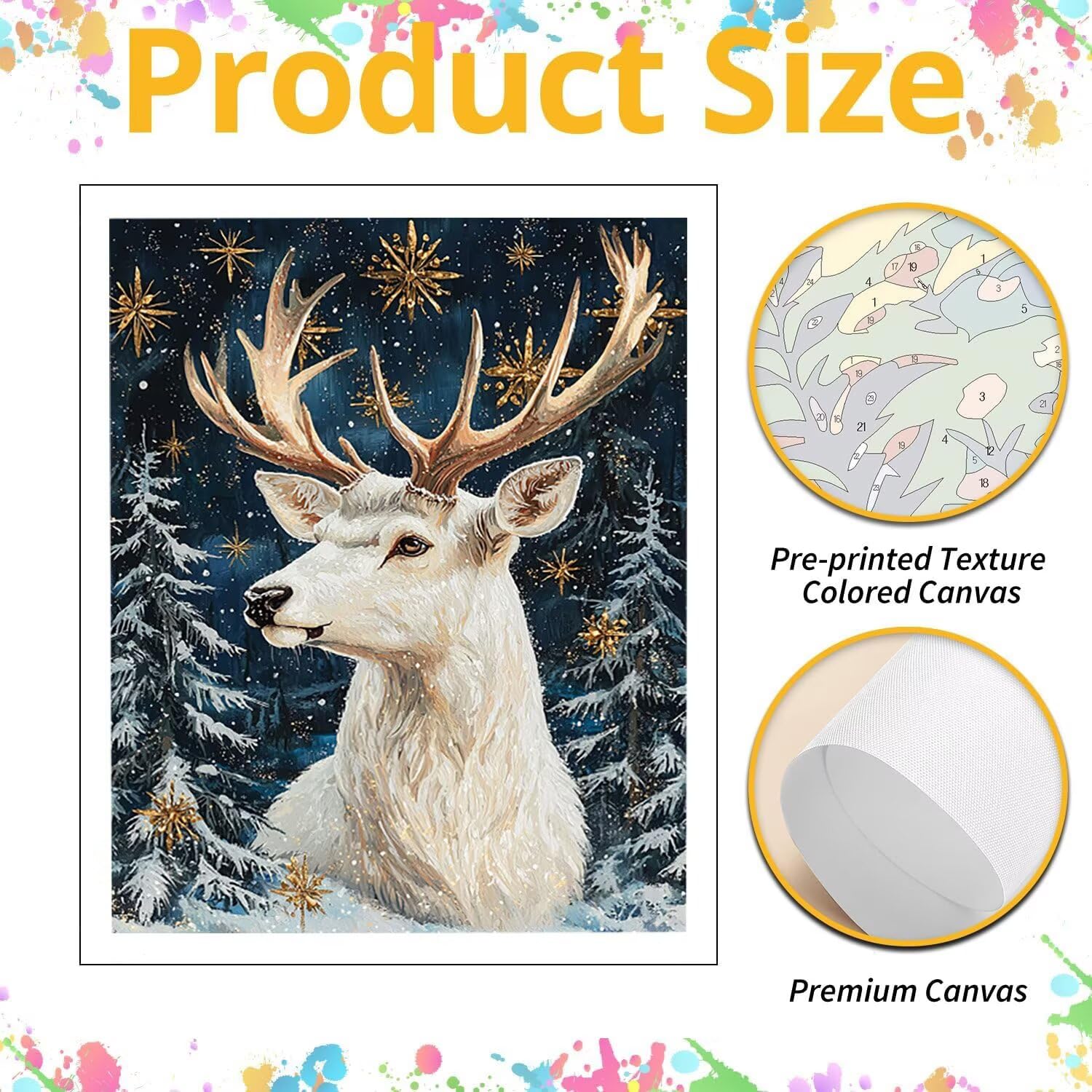 WEISHIWE Dipingere con i Numeri Adulti Alce in inverno, 60x80cm s-158 | Pittura a Olio Kit, fai da te Quadri da Dipingere Numerat, Adulti Bambini Hobby Creativi,Pittura Adulti Decora la Casa Regalo