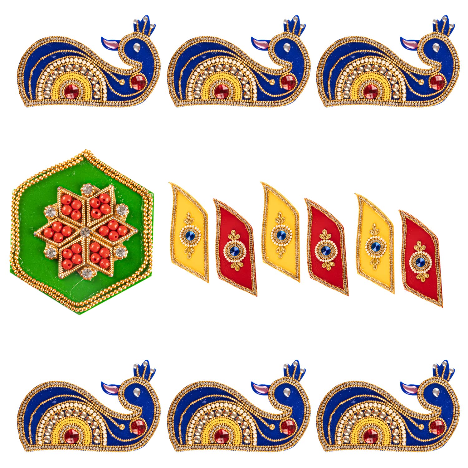 Rangoli De Piso Acrílico Hecho A Mano Indio Tradicional Decoración Del Hogar Para Festivales, Bodas, Fiestas, Decoración Interior De Pared Y Regalos (azul