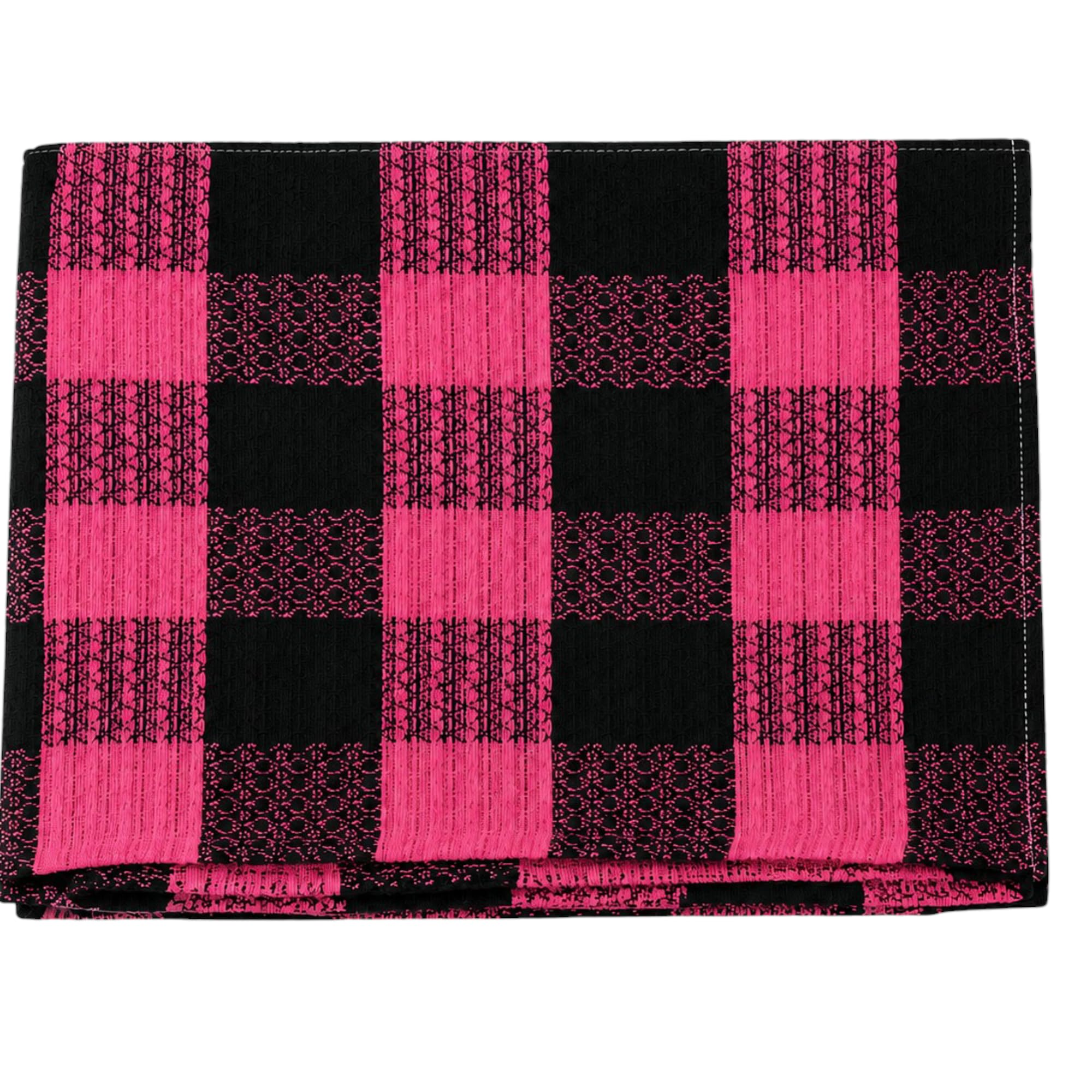 Premium Pink & Black Check Cotton Handkerchief for Men | Stylish Soft Rumal | Sweat Absorbing Pocket Hanky for Daily Use|52x48cm|Pack of 1-image-6