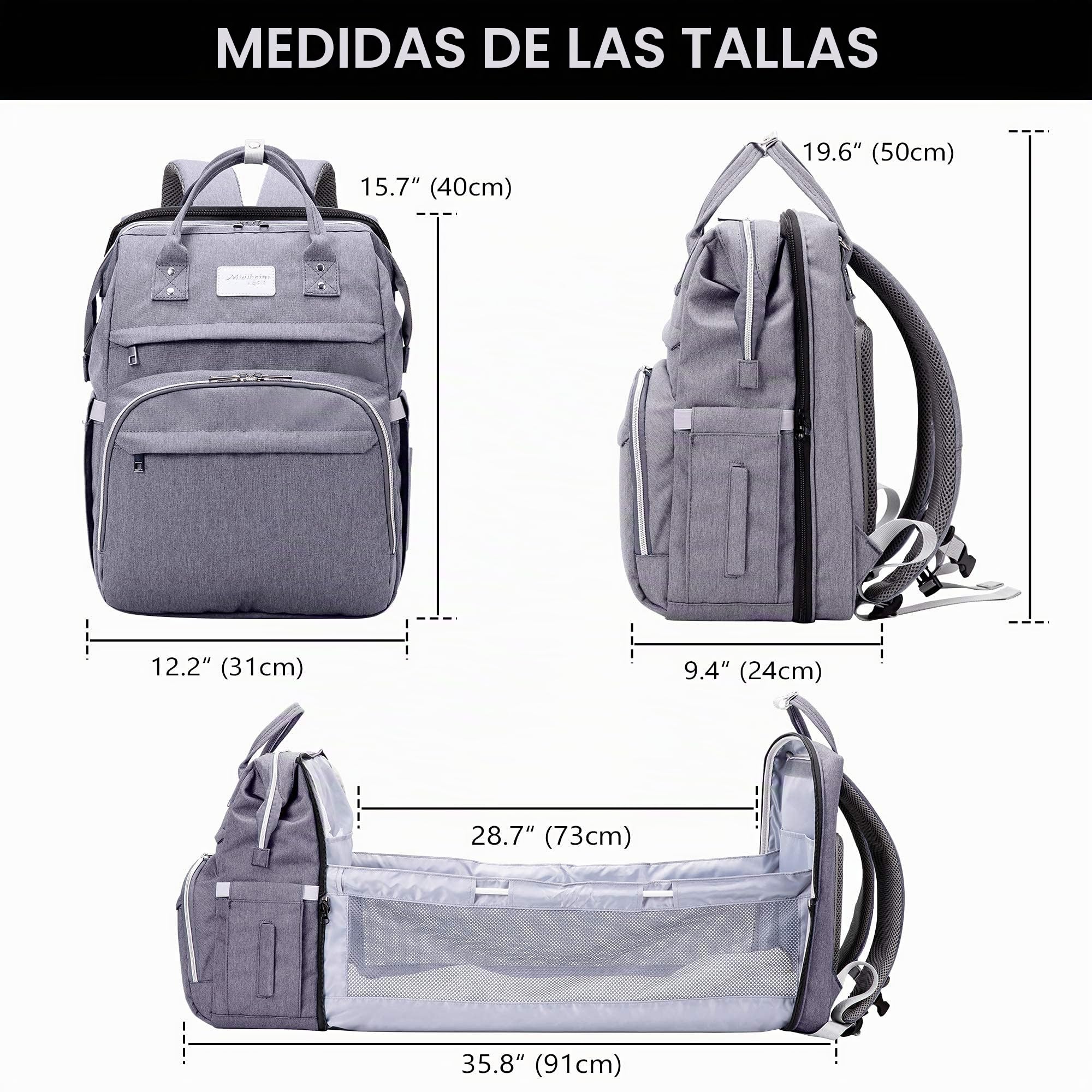 SNDMOR Mochila Cambiador, 30L Mochila Maternal Mochila Cuna Portatil Bebe con Cambiador Bebe Portatil y Correa Para Cochecito, Adecuado Para Mamá y Papá