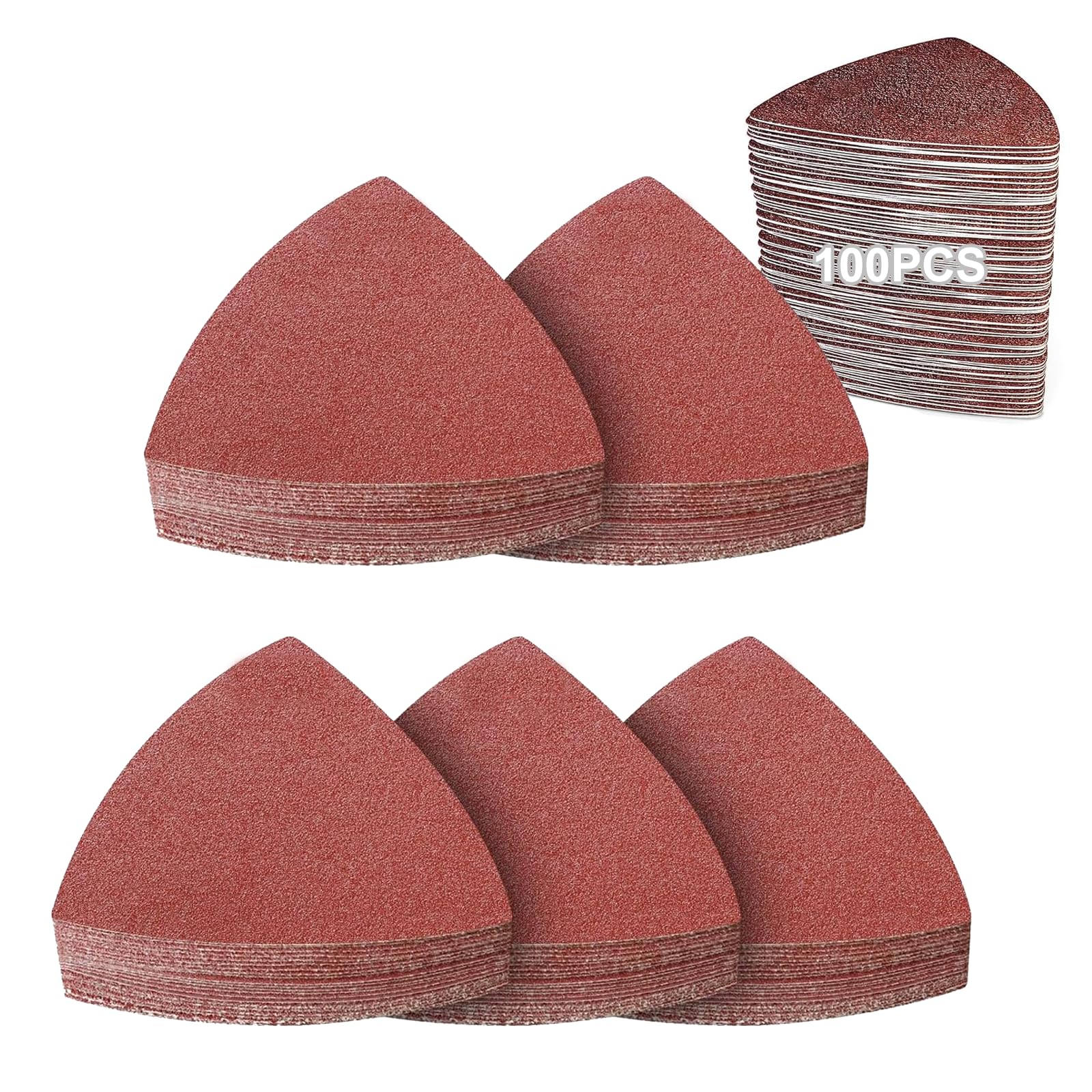 PMIQSA 100 Stück Deltaschleifer Schleifpapier Dreieckschleifer 93x93x93mm Schleifdreiecke 180 Körnung für Multischleifer Schleifpapier Klett für Holz Metall