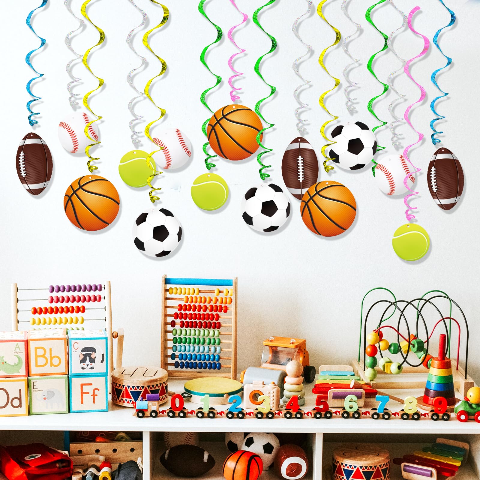 Snapklik.com : Sports Hanging Swirls Banner Decor 60 Pieces Foil