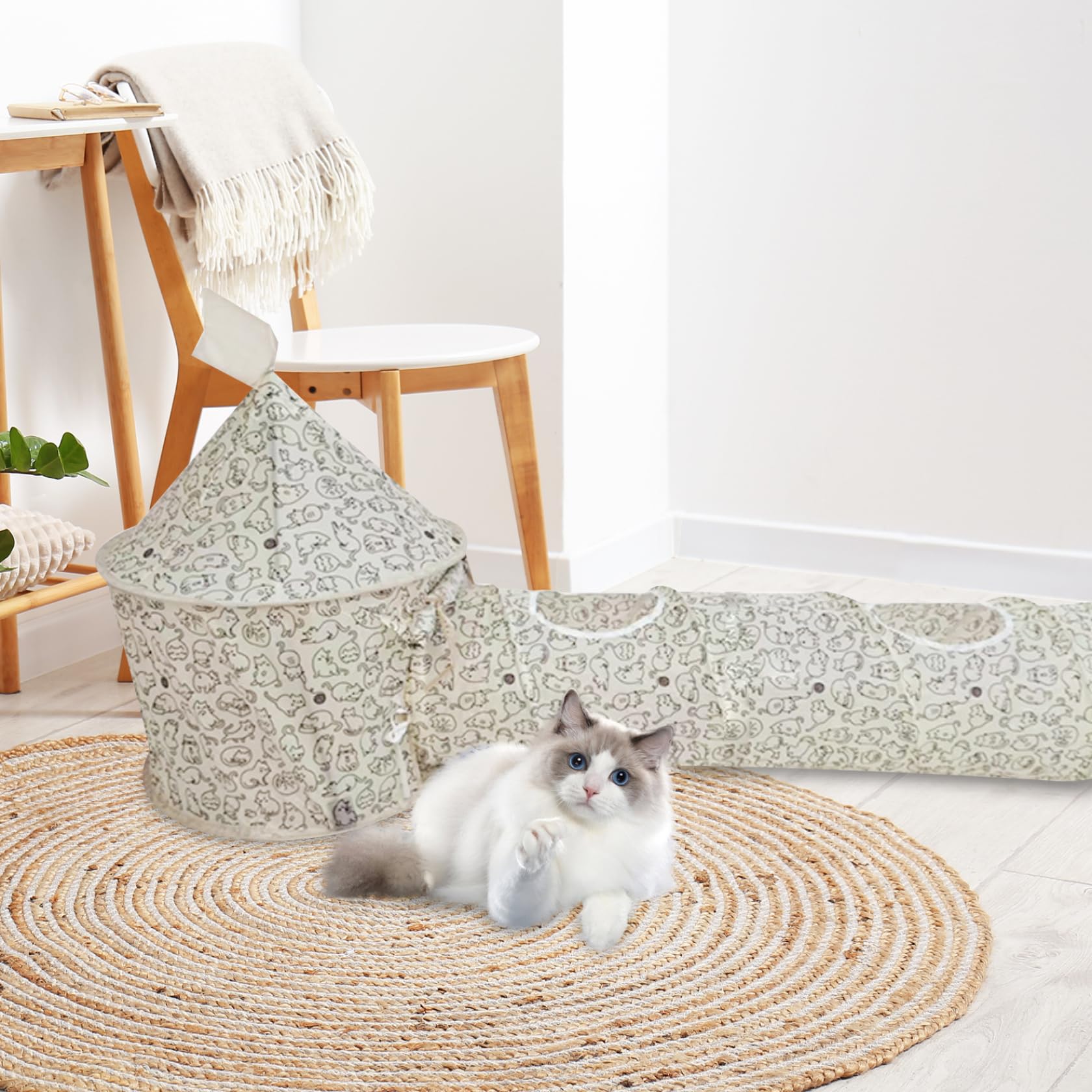 Tunnels pour chats d'intérieur Tunnel pliable pour chats avec 2 trous et boule suspendue Grand tunnel pour lapins avec tente pour lapins Jouets pour chats Tunnel pour chatons Tunnel pour lapins Tunnel