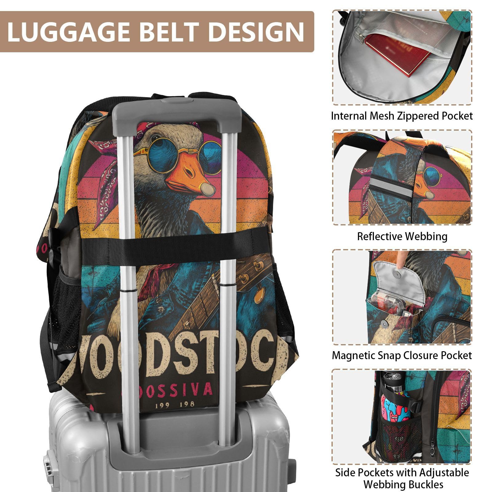 Grand sac à dos de voyage à bascule pour homme et femme - 44,5 cm - Sac à dos pour le travail et les affaires