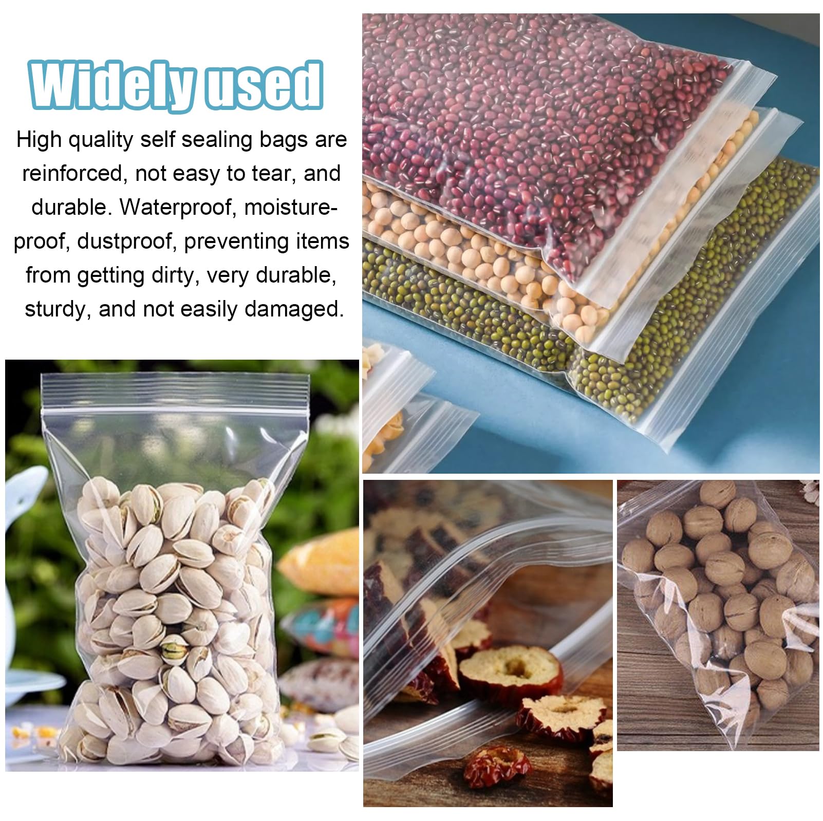 SumDirect 100 Pezzi 13x 20cm Trasparente Sacchetti Plastica Zip Con Chiusura Lampo Imballaggio Buste Per Alimenti E Snack - Foto 6