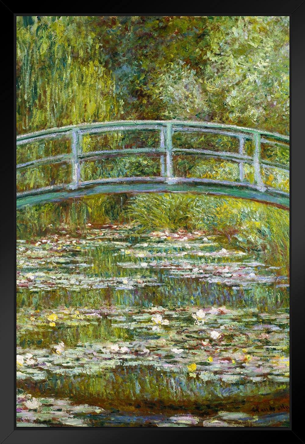 Amazon.co.jp: クロード・モネ 睡蓮の池 日本の橋 黒い木製フレーム