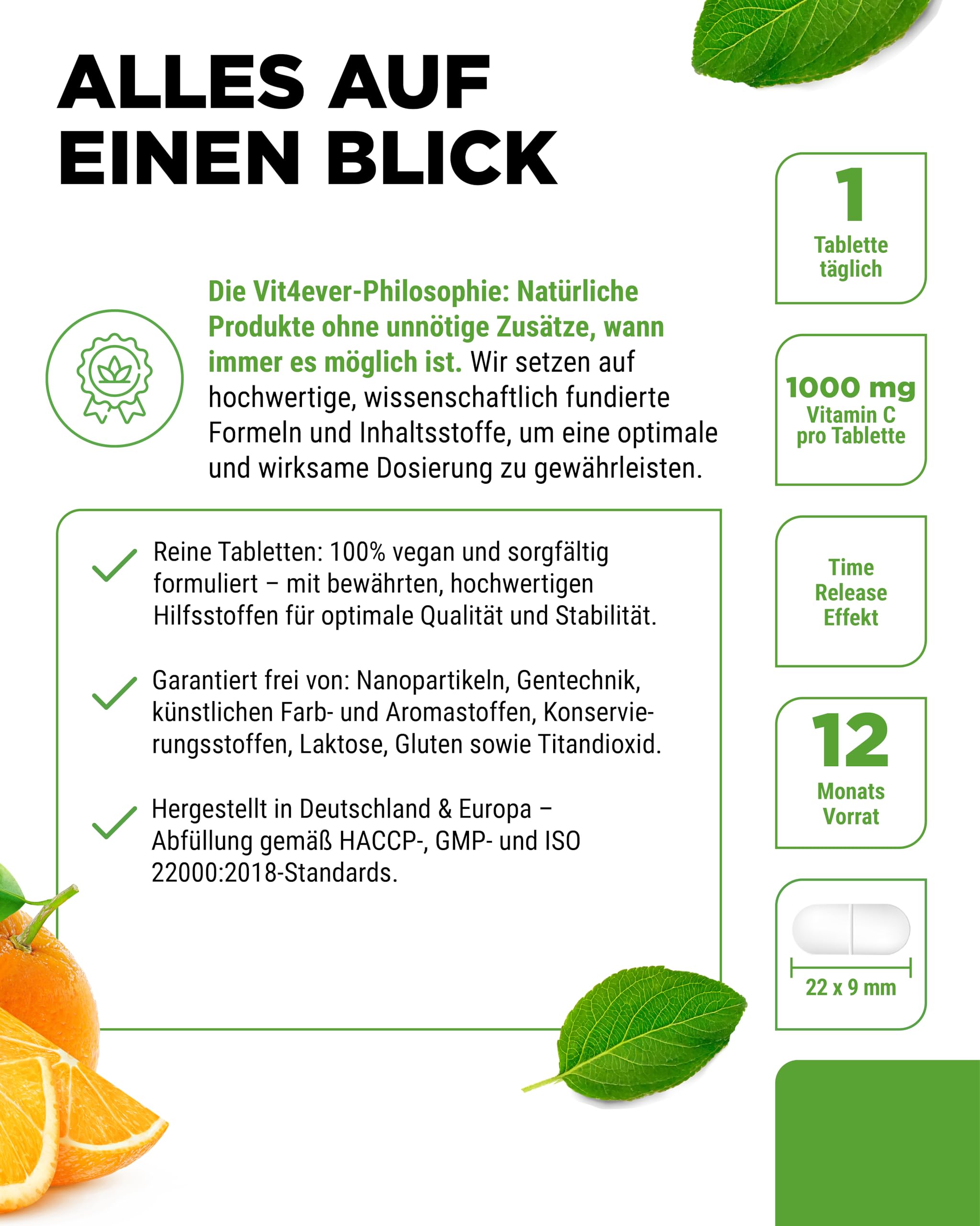 vit4ever Vitamin C 1000 mg - 365 Tabletten im Jahresvorrat - Time Released Effekt - Laborgeprüft - Vitamin C + Hagebuttenextrakt + Citrus-Bioflavonoide - Vegan, hochdosiert | Hochdosiert, Jahresvorrat, Vitamin C + Hagebuttenextrakt & Citrus-Bioflavonoide,