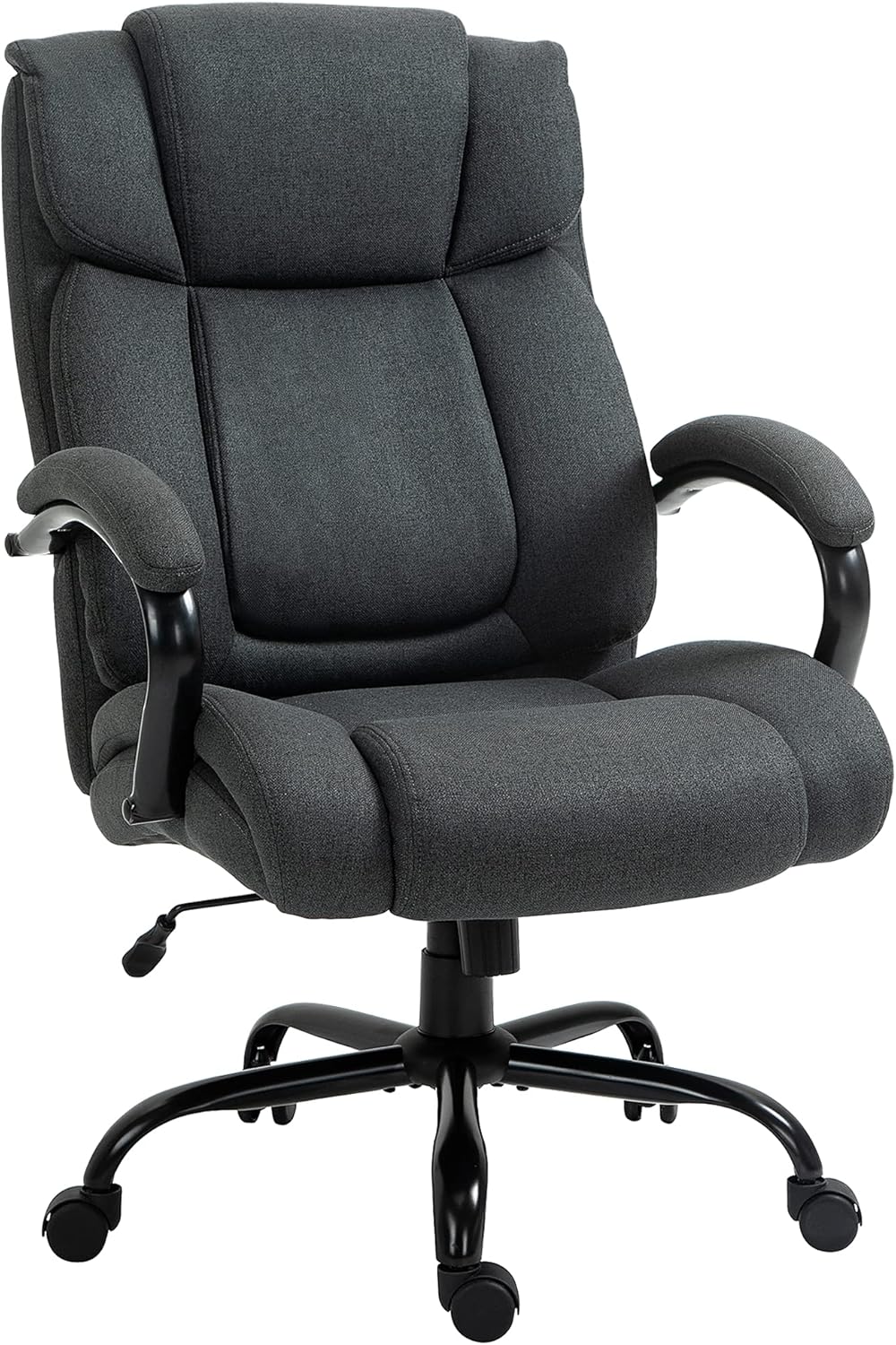 Vinsetto Big and Tall Executive Office Chair 485lbs with Wide Seat, High Back Computer Desk Chair with Tilt, Adjustable Height, Charcoal Gray
