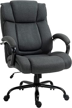 Vinsetto Big and Tall Executive Office Chair 485lbs with Wide Seat, High Back Computer Desk Chair with Tilt, Adjustable Height, Charcoal Gray