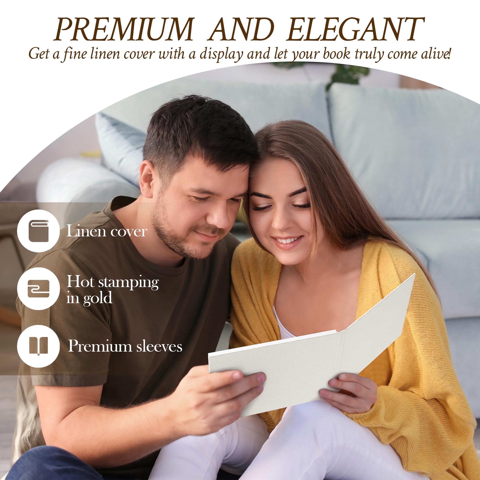 Livre photo et vidéo en lin de luxe, écran IPS de 5", mémoire de 4 Go, batterie rechargeable, jusqu'à 3 heures de stockage vidéo HD, parfait pour les mariages, anniversaires, anniversaires de mariage
