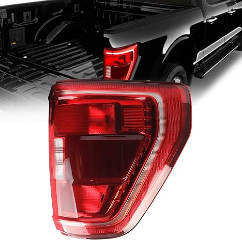 DasbecanLeft Driver Side Tail Light without Bulb Compatible with 2021 2022 Ford F150 F-150 XL Replaces ML3Z-13404-E Rear Brake Lamp IncandescentType