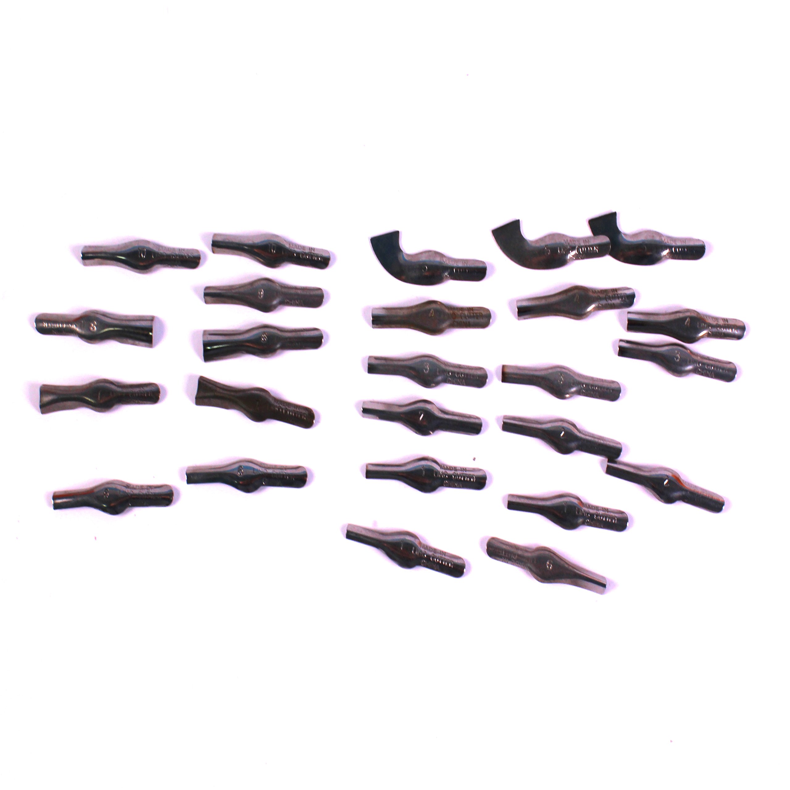 Lino Cutter Tools for Art Printing Pack of 25 Linoleum Cutting Blades Style 1-5 by BCreative®