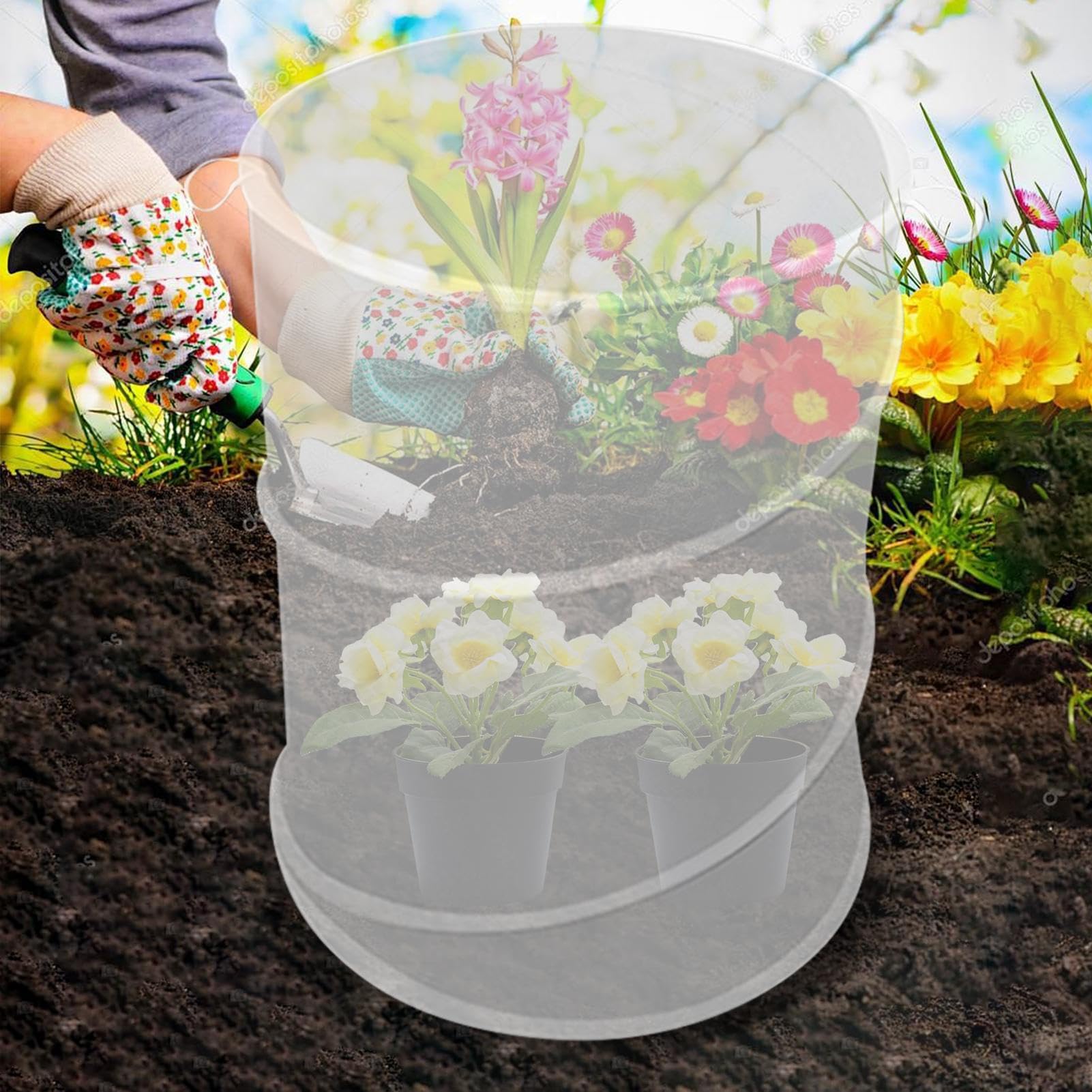 Malla Protectora para Plantas Cerramiento Protector Transpirable 4 Piezas