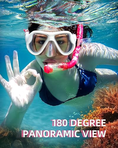 Miniatura 10 de Keary Gafas de natación de esnórquel para adultos, hombres, mujeres y jóvenes, antivaho de 180  visión clara gafas de natación con cubierta para la