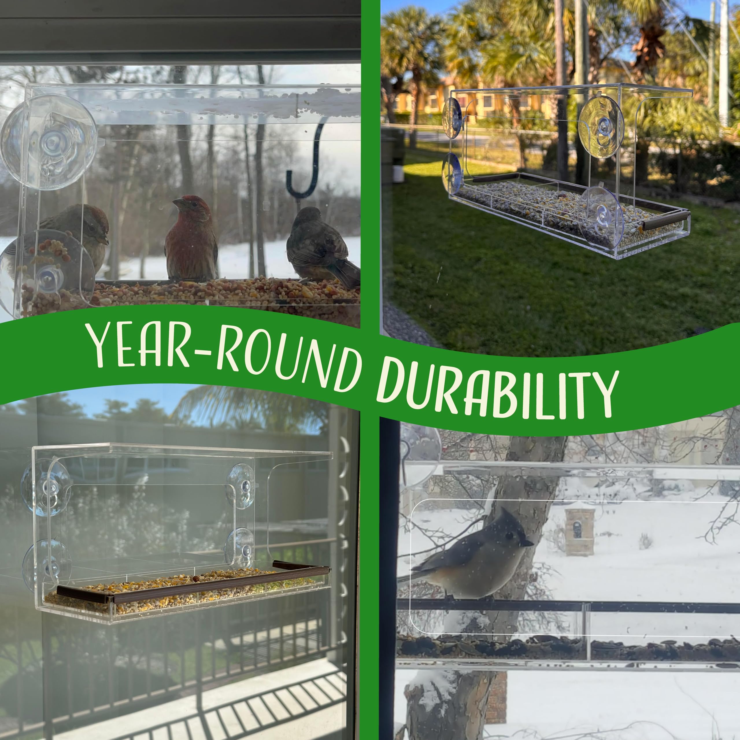 Comederos de pájaros de ventana para exteriores, comederos transparentes para pájaros con agujero, casa de pájaros transparente, regalos de observación de pájaros, comedero acrílico para gatos, niños