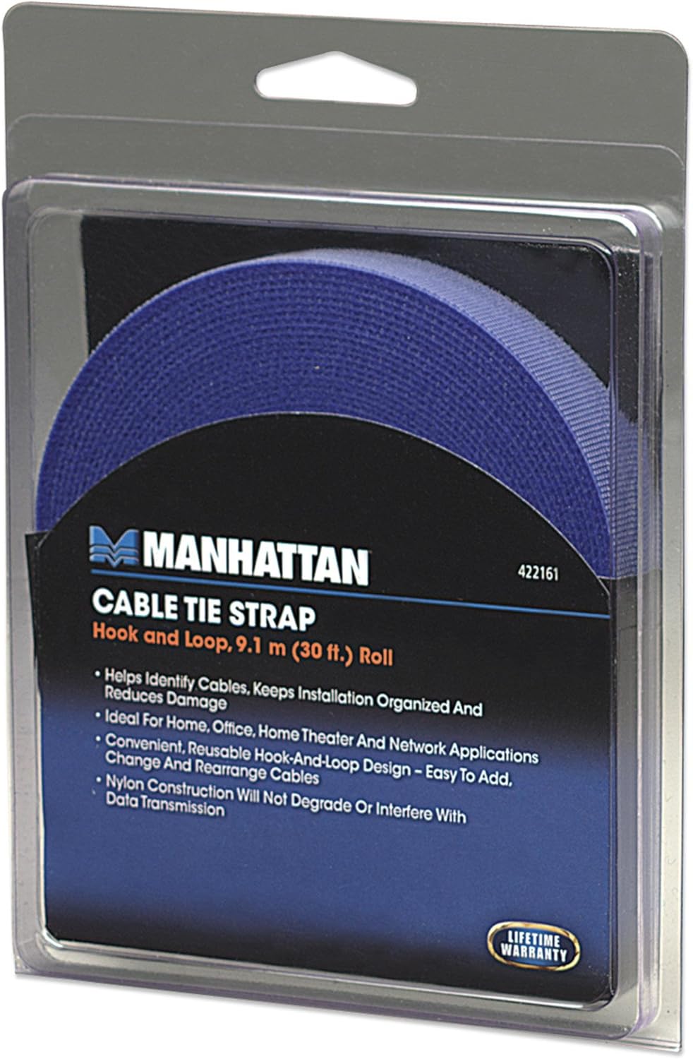 Cable Tie Strap Hook and Loop, 30 ft. Roll, Manhattan 422161
