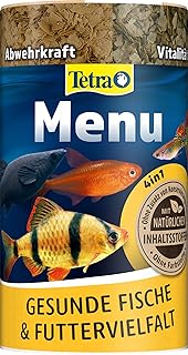 Tetra Menu Fischfutter - Hauptfuttermix mit 4 Spezialflocken in getrennten Kammern, abwechslungsreiches Futter für alle Zierfische, 250 ml Dose product image