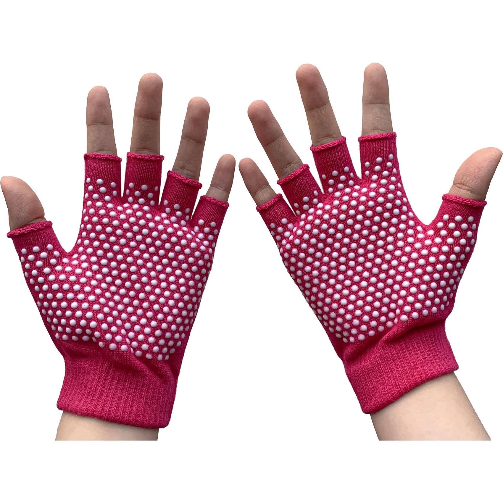 Pilates Socks with Grips for Women, Non Slip Yoga Socks for Barre Dance or Barefoot Workout (US, Alpha, One Size, Regular, Regular, 2 Pairs Yoga Gloves - Rose Black)