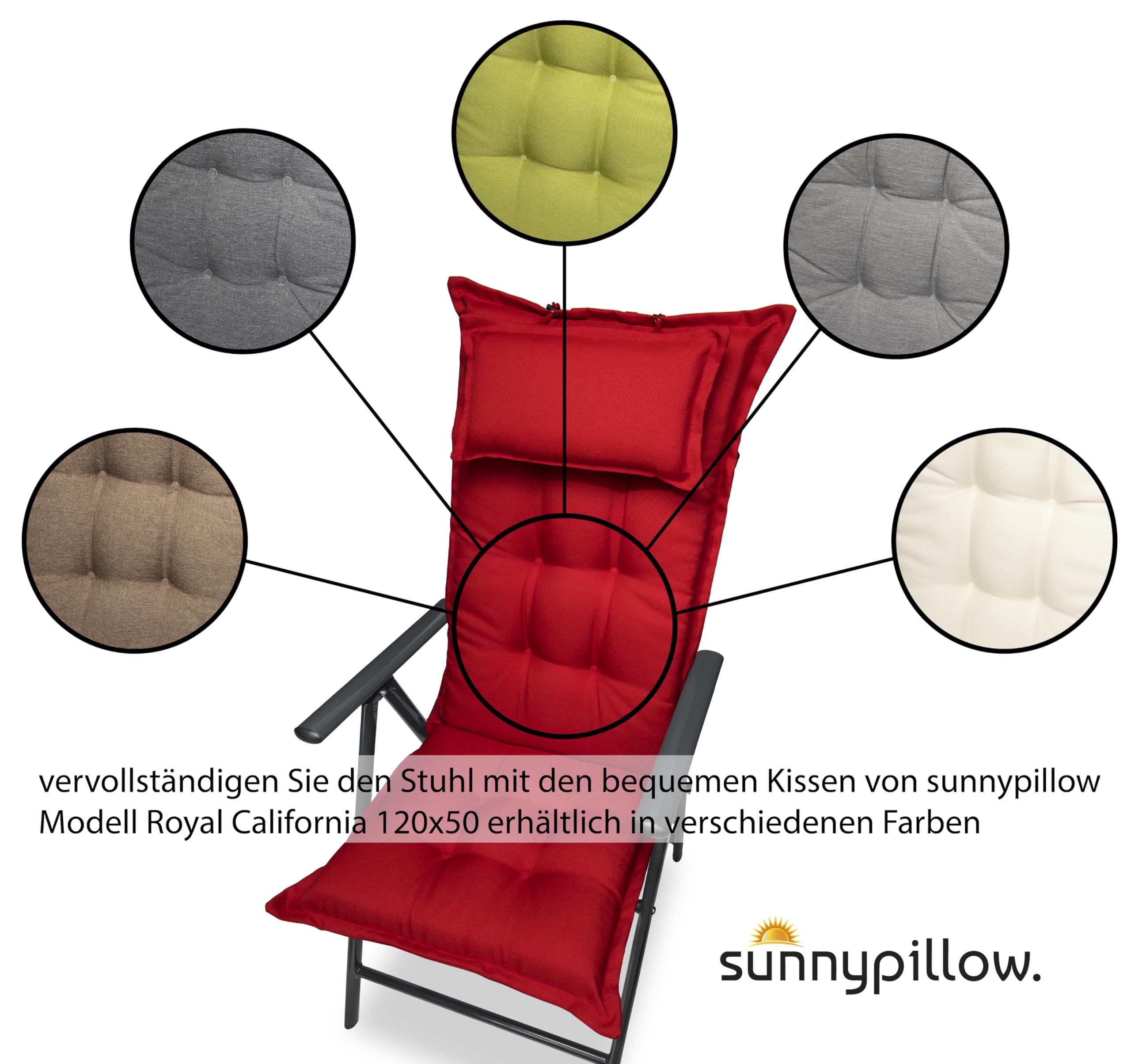 sunnypillow Gartenstuhl Hochlehner | klappbar 8-Fach verstellbare Rückenlehne mit Armlehnen | 120 kg belastbar | Aluminium Klappsessel Klappstuhl für Garten Balkon Terrassen wetterfest | Anthrazit