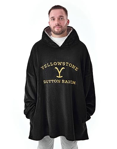 Yellowstone Dutton Ranch Mens Wearable Blanket Hoodie | Adults Hooded