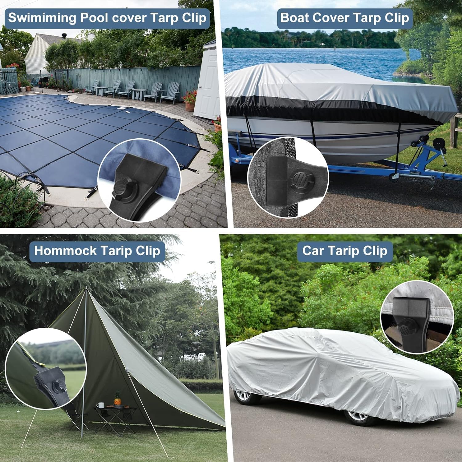 Heavy Duty Tarp Clips - Reusable Lock Grip Tent Clamps for Tarps - Awnings, Outdoor Camping, Sun Shade, Caravan Canopies, Car Covers, Swimming Pool Covers (40) — Amazon image 5
