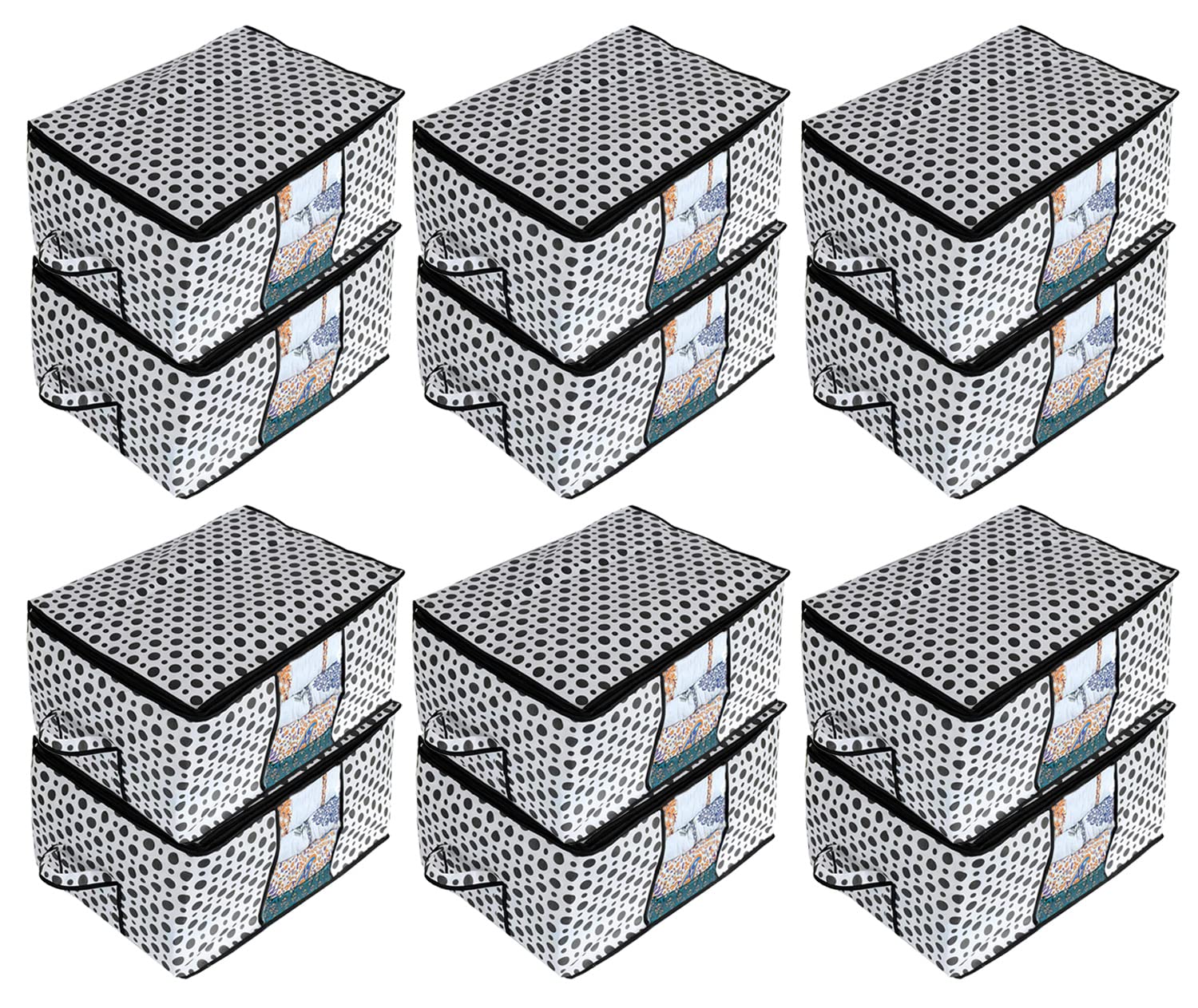 Kuber Industries Polka Dots Underbed Storage Bag|Non-Woven Comforter, Blanket Cover|Premium Zipper With Side Handles|Multi-purpose Storage Organiser|Pack of 12 (Black & White) (B0C3QPCZ3R) Amazon Price History, Amazon Price Tracker