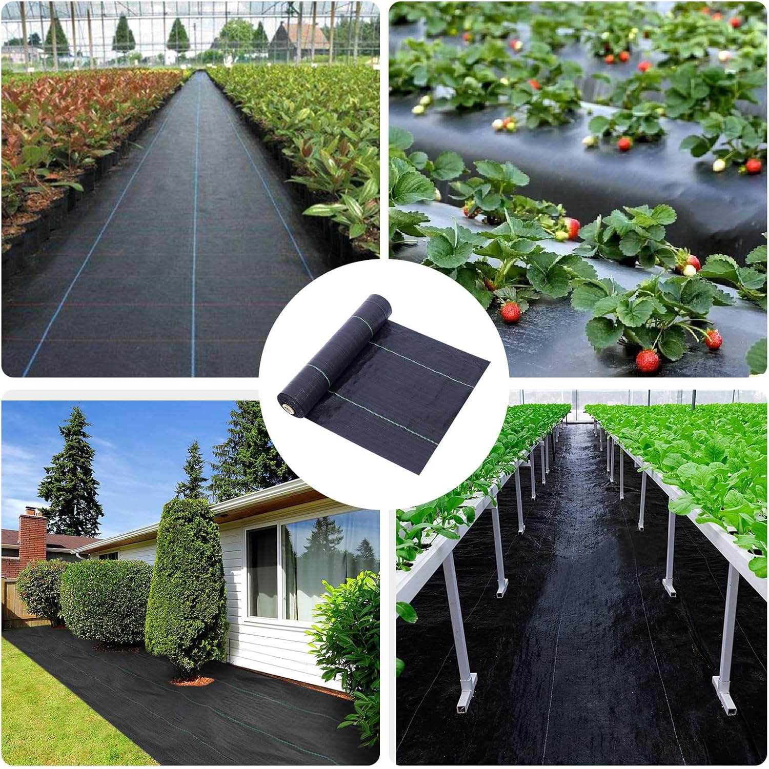 6FT x 50 FT Weed Barrier Fabric, Heavy Duty Landscape Fabric Woven Weed Blocker Ground Cover Durable Garden Bed Liner for Driveway, Orchard, Vegetable Garden, Greenhouse
