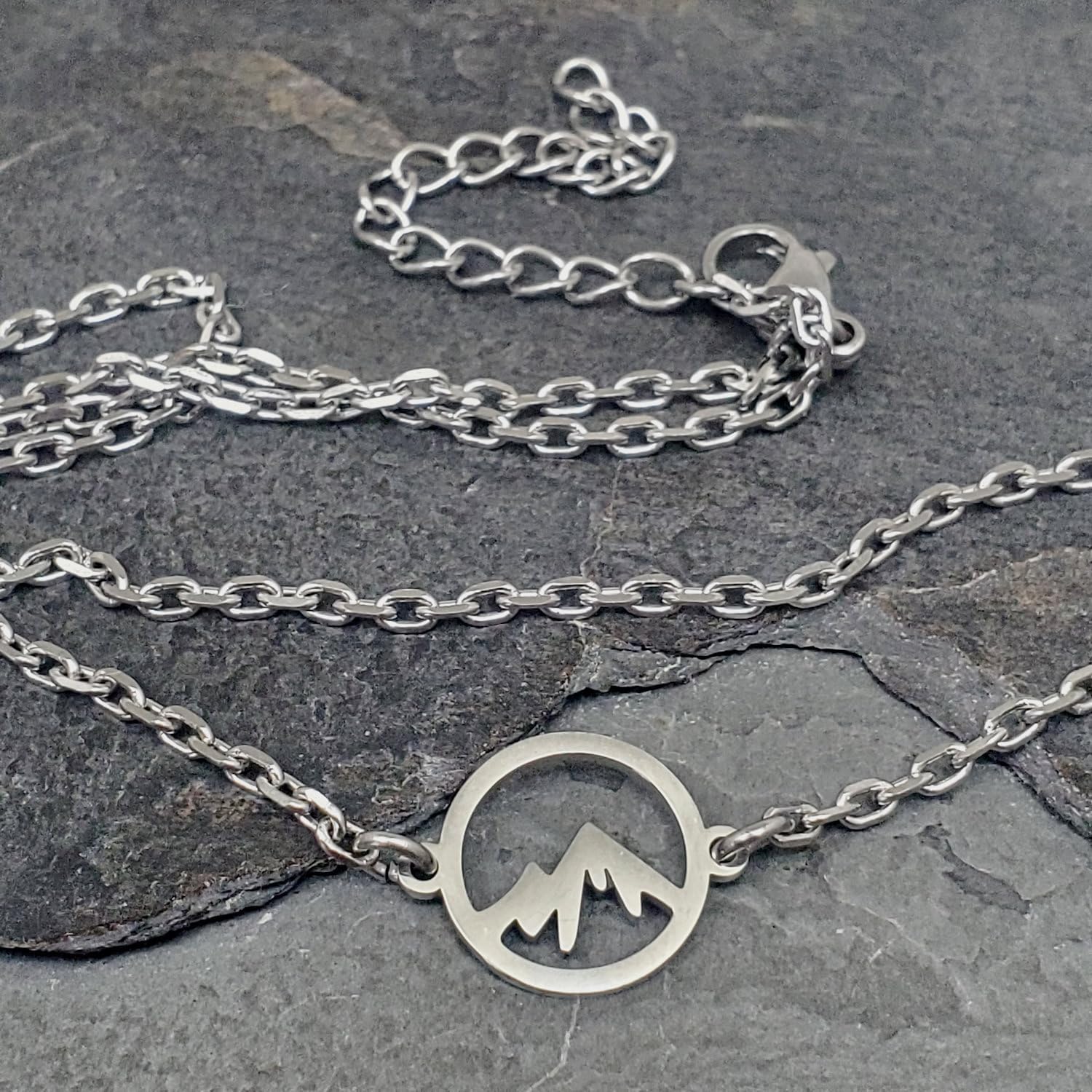 EnCharmed Stainless Steel Mountain Dainty Choker, Handmade Minimal Layering Adjustable Necklace 14-16 Inches - Image 4