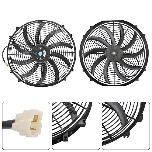Miniatura 75 de Ventilador delgado de 12 pulgadas, ventilador eléctrico de enfriamiento para radiador, motor universal de alto rendimiento de 12 V 80 W con kit