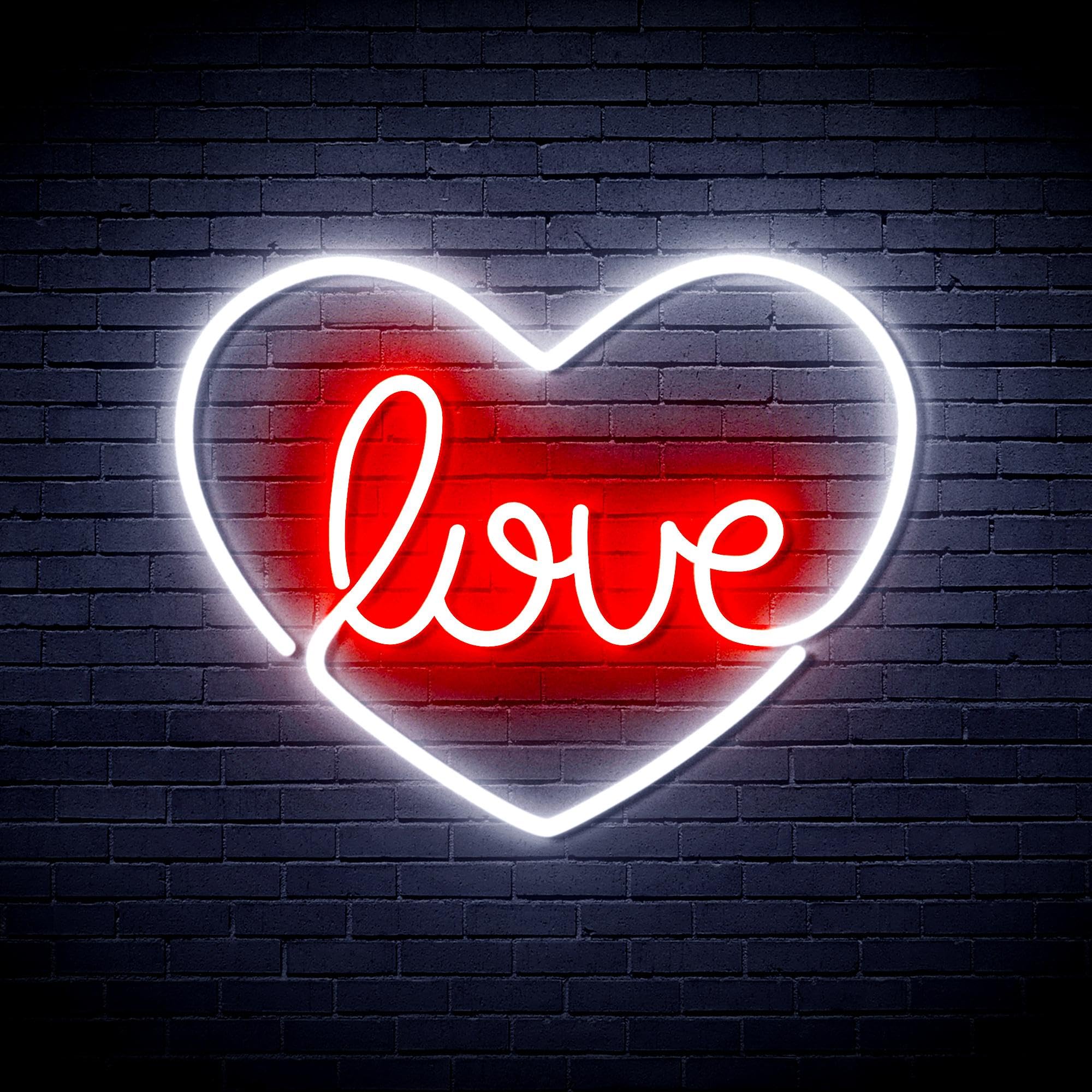 ADVPRO Love in The Heart Flex Silicone LED Neon Sign - White & Red - st16s44-fnu0049-wr โ image 1
